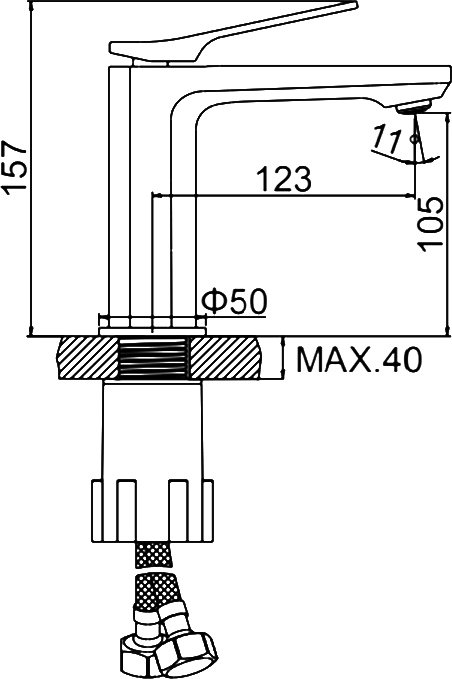 Смеситель для раковины Ledeme H718B L1075, хром
