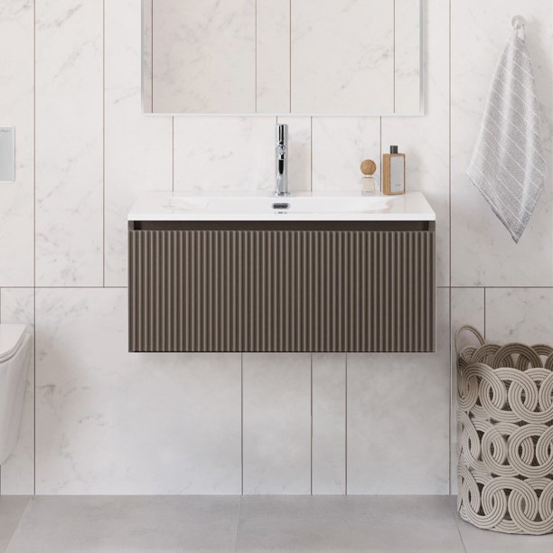 Тумба под раковину без столешницы BelBagno Uno 80 подвесная, 1 ящик, матовая бежевая