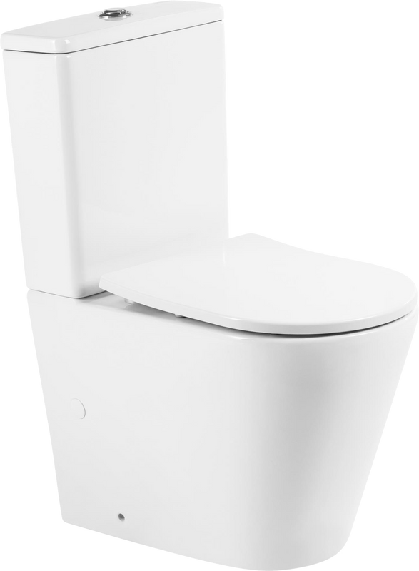 Унитаз-компакт напольный BelBagno Flay-r BB2149CPR BB2031SC с микролифтом, безободковый, глянцевый белый