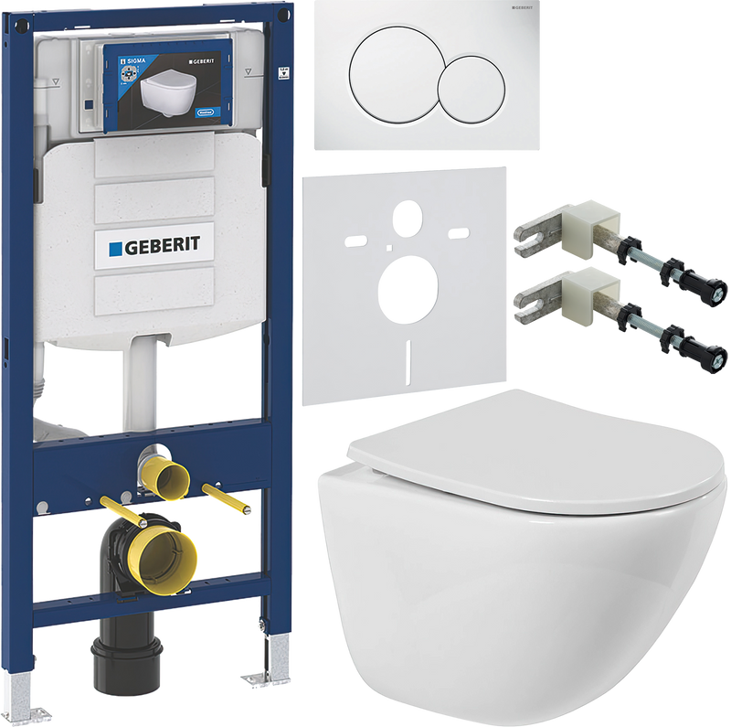 Комплект 6 в 1 Унитаз подвесной BelBagno Amanda BB051CHR безободковый + Крышка BB2031SC с микролифтом, петли хром + Инсталляция Geberit Duofix UP 320 111.300.00.5 + Кнопка Sigma 01 115.770.11.5 + Крепления 111.815.00.1 к стене + Звукоизоляция 156.050.00.1
