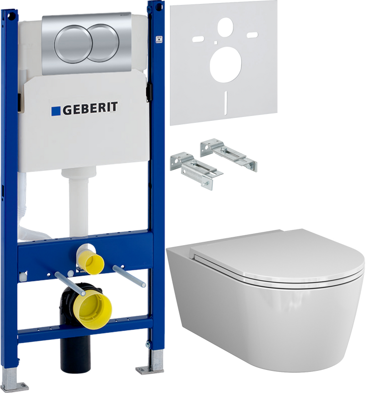 Комплект 3 в 1 Унитаз подвесной AM.PM Func C8F1701SC + Инсталляция с кнопкой Geberit Duofix Delta 458.149.21.1 + Звукоизоляция 156.050.00.1
