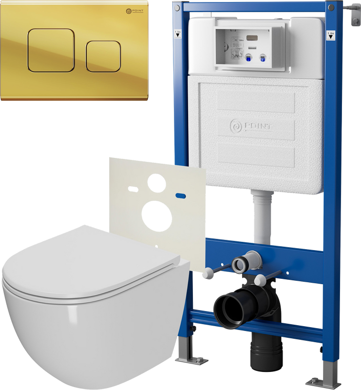 Комплект 3 в 1 Унитаз подвесной Point Афина PN41041 + Инсталляция PN45120 + Кнопка PN44041G