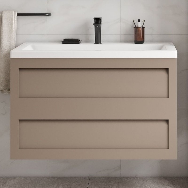 Тумба под раковину без столешницы Art&Max Platino 90, подвесная, капучино