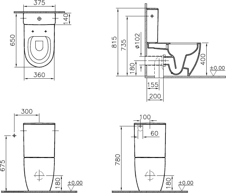 Унитаз-компакт напольный VitrA Sento Rim-Ex 9830B003-7203