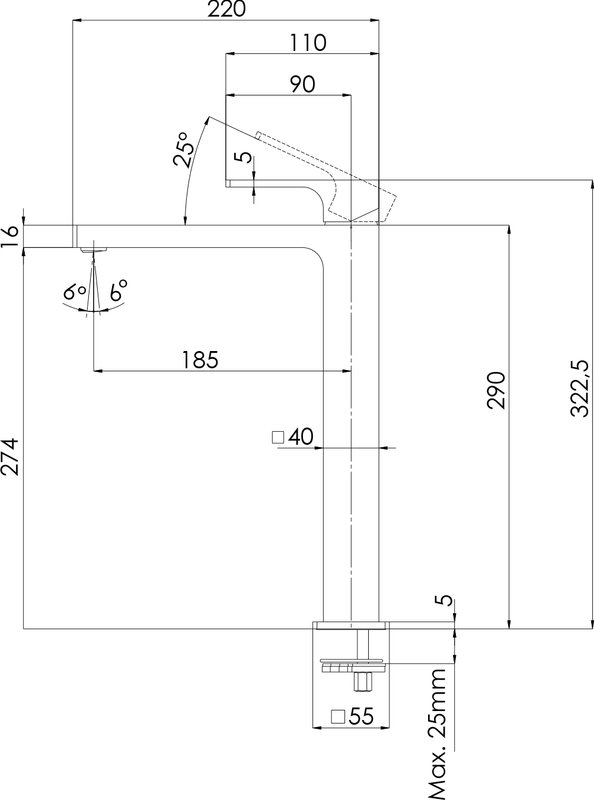 Смеситель для раковины Remer Absolute AU11L, хром