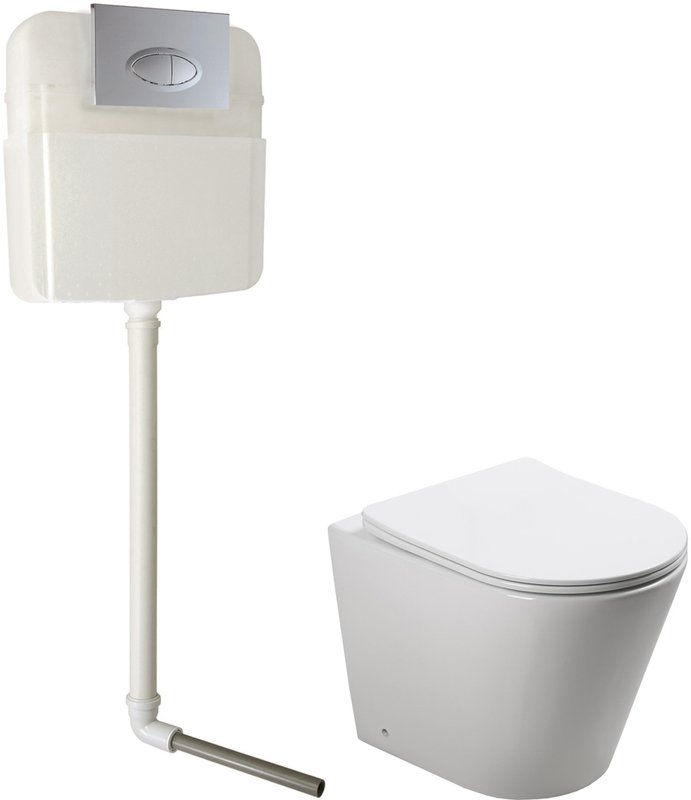 Комплект 4 в 1 SantiLine SL-5020 + SL-02 безободковый унитаз, с микролифтом+ бачок с кнопкой смыва