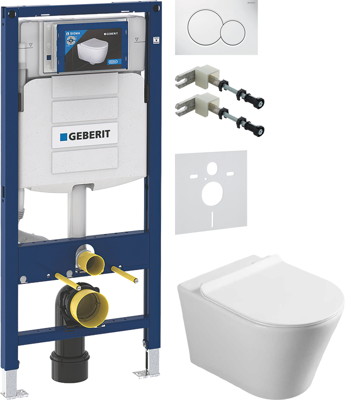 Комплект 5 в 1 Унитаз подвесной Vincea Vito VT1-23 + Крепления Geberit Duofix 111.815.00.1 к стене + Звукоизоляция 156.050.00.1 + Инсталляция UP 320 111.300.00.5 + Кнопка Sigma 01 115.770.11.5