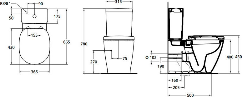 Унитаз-компакт напольный Ideal Standard Connect E781701