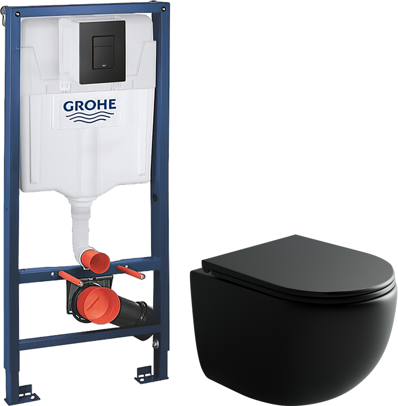 Комплект 2 в 1 Унитаз подвесной Ceramicanova UP Rimless CN4007MB + Инсталляция с кнопкой Grohe Solido 38811KF0
