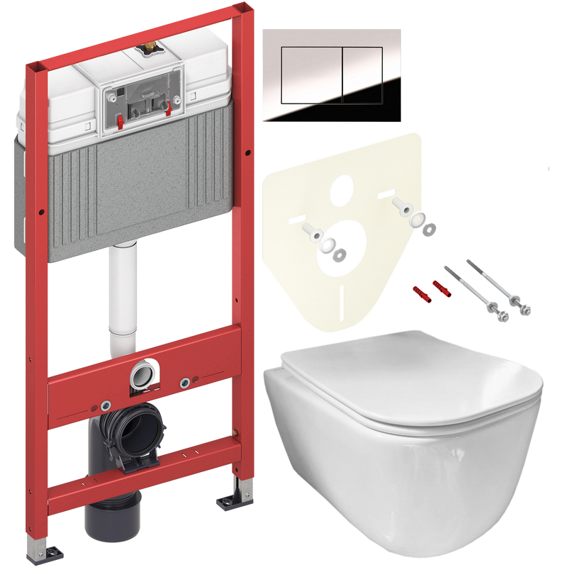 Комплект 2 в 1 Унитаз подвесной Ceramicanova New Day CN3005 + Инсталляция с кнопкой TECE Now 9400412