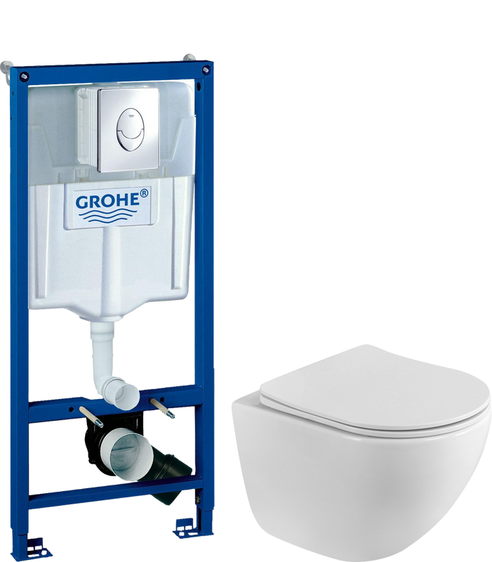 Комплект 2 в 1 Унитаз подвесной BelBagno Libero BB11051CH-TOR/SC + Инсталляция с кнопкой Grohe Rapid SL 38721001