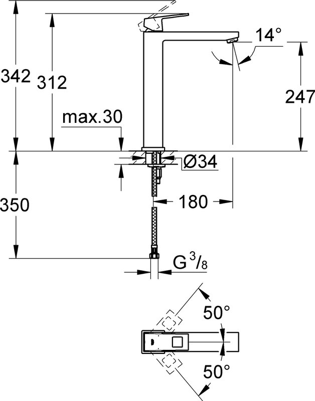 Смеситель для раковины Grohe Eurocube
