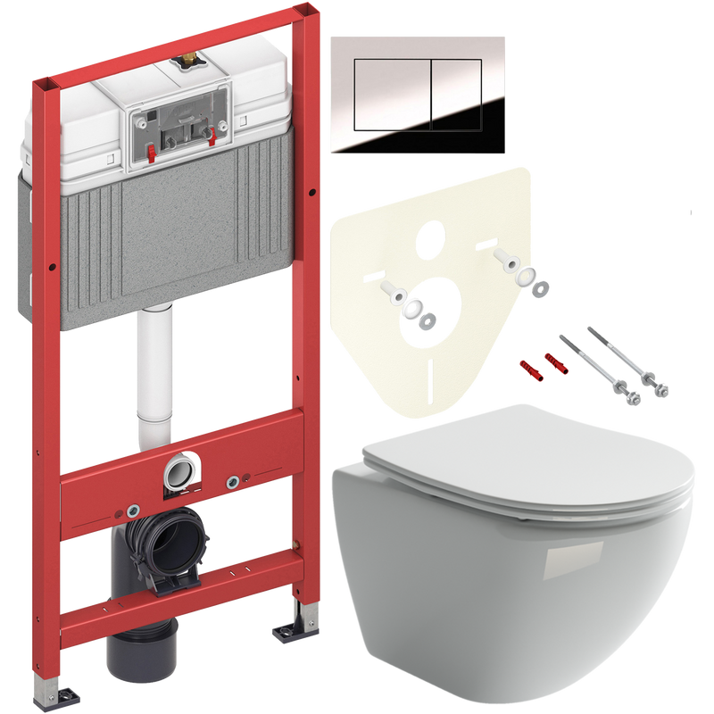 Комплект 2 в 1 Унитаз подвесной Ceramicanova Metropol CN4002 + Инсталляция с кнопкой TECE Now 9400412