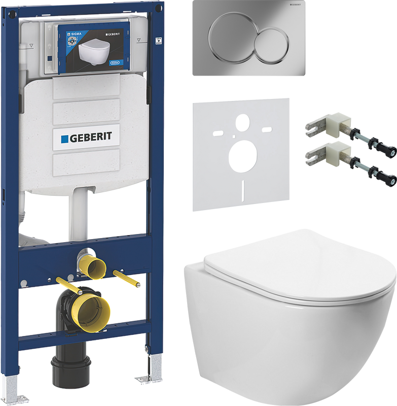 Комплект 5 в 1 Унитаз подвесной SantiLine SL-5005 + Инсталляция Geberit Duofix UP 320 111.300.00.5 + Кнопка Sigma 01 115.770.21.5 + Звукоизоляция 156.050.00.1 + Крепления 111.815.00.1 к стене