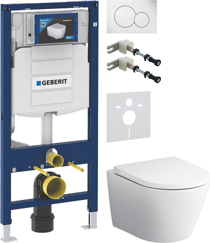 Комплект 5 в 1 Унитаз подвесной AM.PM Sense C741701SC + Крепления Geberit Duofix 111.815.00.1 к стене + Звукоизоляция 156.050.00.1 + Инсталляция UP 320 111.300.00.5 + Кнопка Sigma 01 115.770.11.5