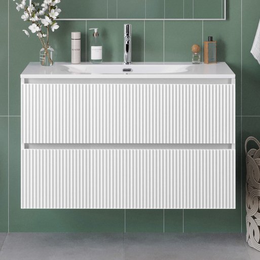 Тумба под раковину без столешницы BelBagno Uno 100 подвесная, 2 ящика, bianco opaco