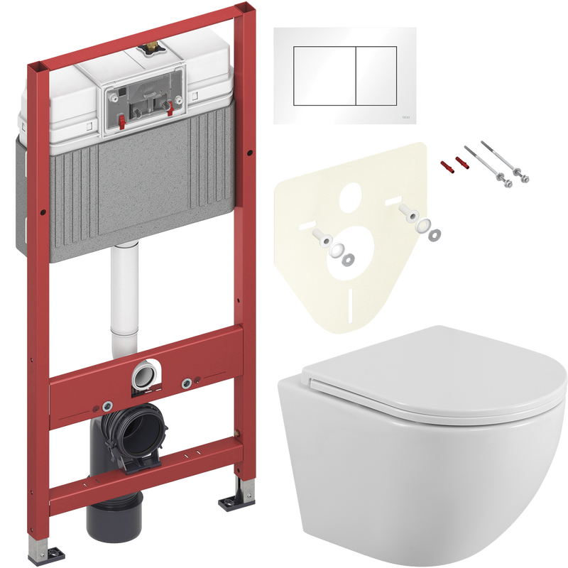 Комплект 2 в 1 Унитаз подвесной BelBagno Uno BB3105CHR/SC + Инсталляция с кнопкой TECE Base 9400413