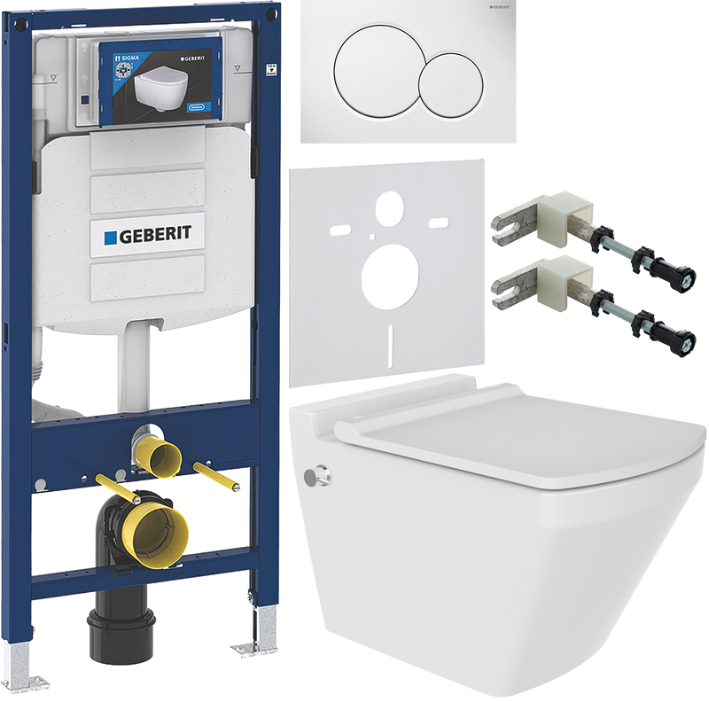 Комплект 5 в 1 Унитаз подвесной Bien Neptun NPKA052N1VE0W5000 + Инсталляция Geberit Duofix UP 320 111.300.00.5 + Кнопка Sigma 01 115.770.11.5 + Крепления 111.815.00.1 к стене + Звукоизоляция 156.050.00.1