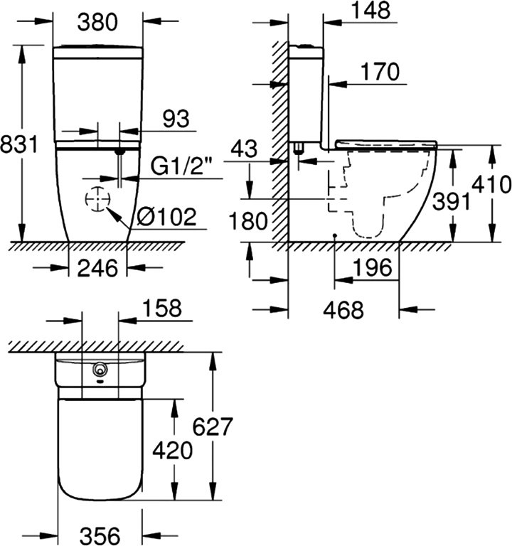 Унитаз-компакт напольный Grohe Clova 39909000