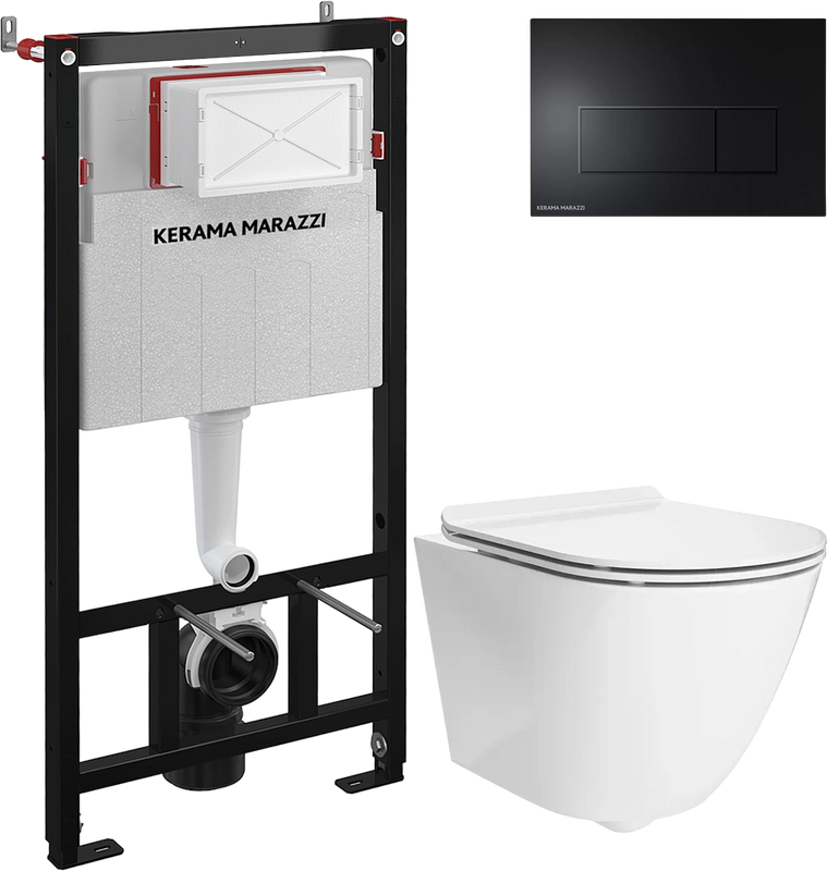 Комплект 3 в 1 Унитаз подвесной KERAMA MARAZZI Sfera SF.wc.02 + Инсталляция INST.A.WC + Кнопка FPS.A.BLK.M