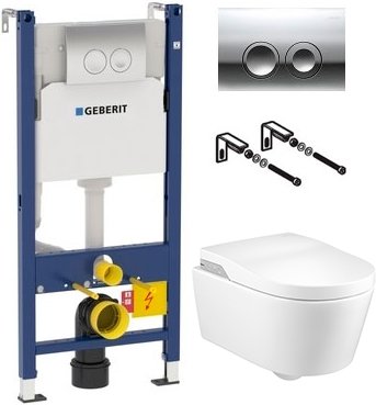 Комплект 2 в 1 Умный унитаз Roca Inspira in-wash + Инсталляция с кнопкой Geberit Duofix Delta 458.124.21.1
