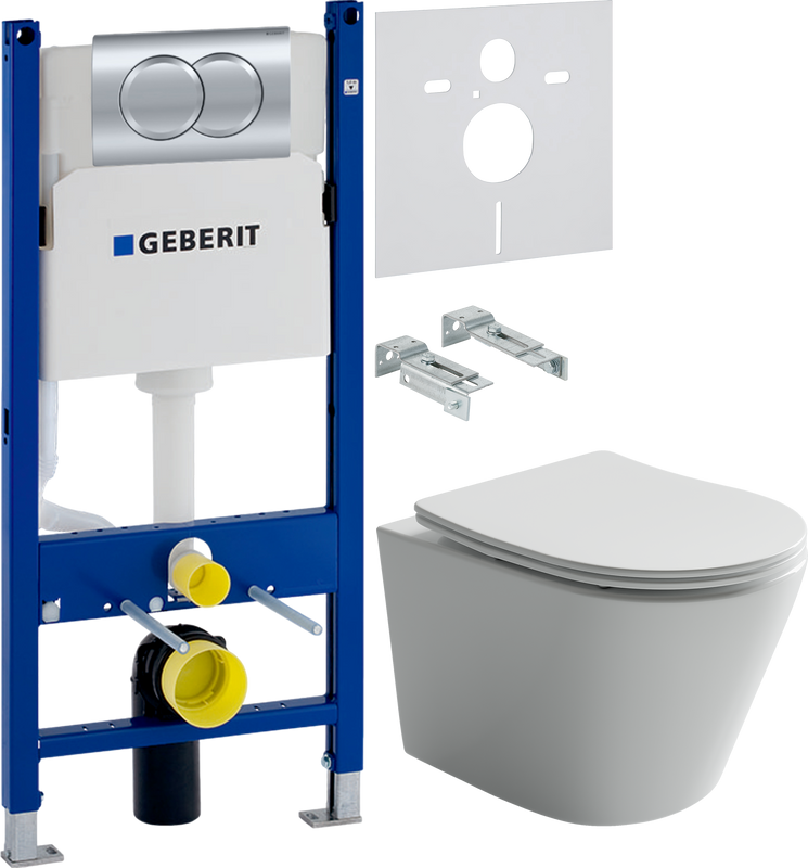 Комплект 3 в 1 Унитаз подвесной Ceramicanova Balearica Rimless CN6000 + Инсталляция с кнопкой Geberit Duofix Delta 458.149.21.1 + Звукоизоляция 156.050.00.1