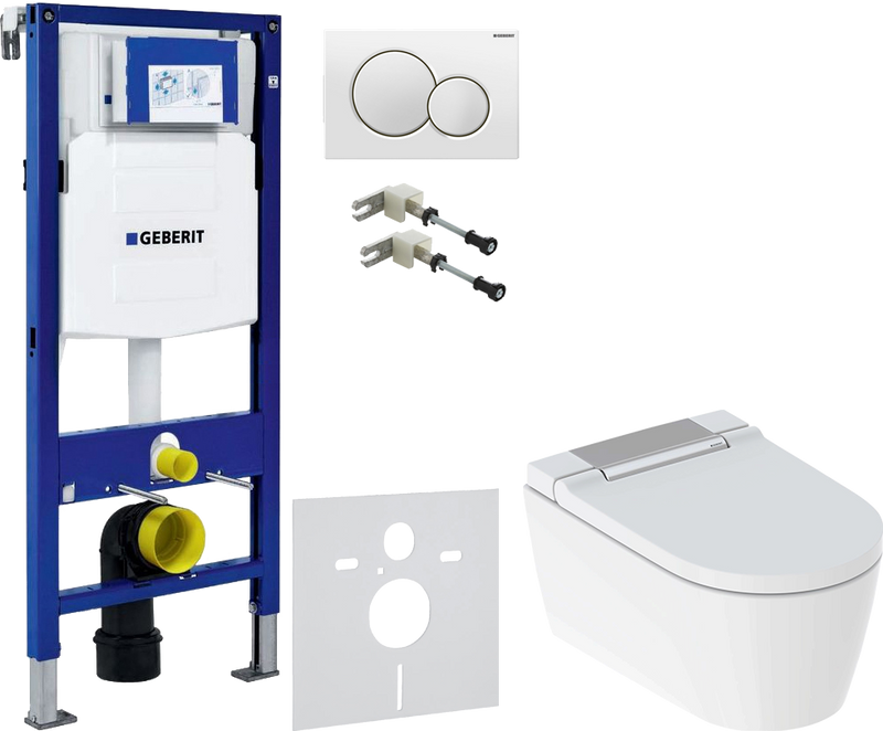 Комплект 5 в 1 Умный унитаз Geberit AquaClean Sela 146.224.21.1 + Крепления Duofix 111.815.00.1 к стене + Звукоизоляция 156.050.00.1 + Инсталляция UP 320 111.300.00.5 + Кнопка Sigma 01 115.770.11.5