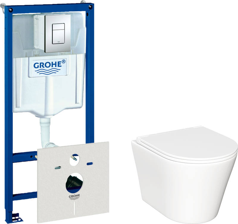 Комплект Унитаз подвесной Ceramicanova Forma CN3011 с микролифтом + Инсталляция Grohe Rapid SL 38772001 3 в 1 с кнопкой смыва + Шумоизоляция 37131000