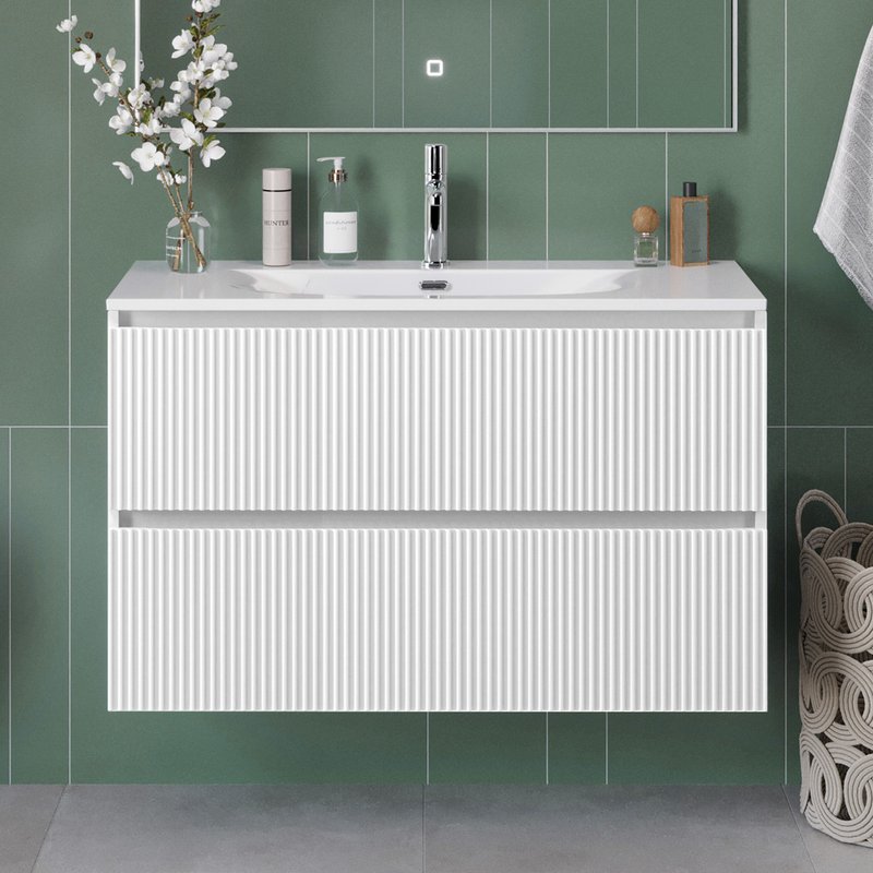 Тумба под раковину без столешницы BelBagno Uno-mini 100 подвесная, 2 ящика, bianco opaco