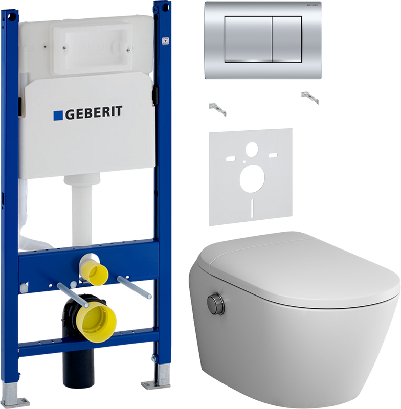 Комплект 3 в 1 Унитаз подвесной AM.PM Sensation CCC301700SC + Звукоизоляция Geberit 156.050.00.1 + Инсталляция с кнопкой Duofix Delta 458.163.21.1