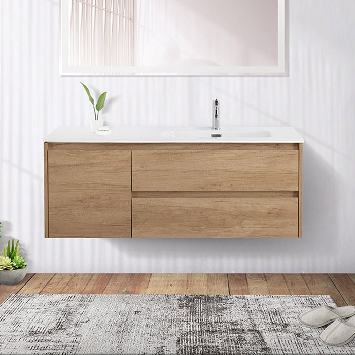 Тумба под раковину без столешницы BelBagno Kraft 120 R, 2 ящика, дверца, rovere nebrasca nature