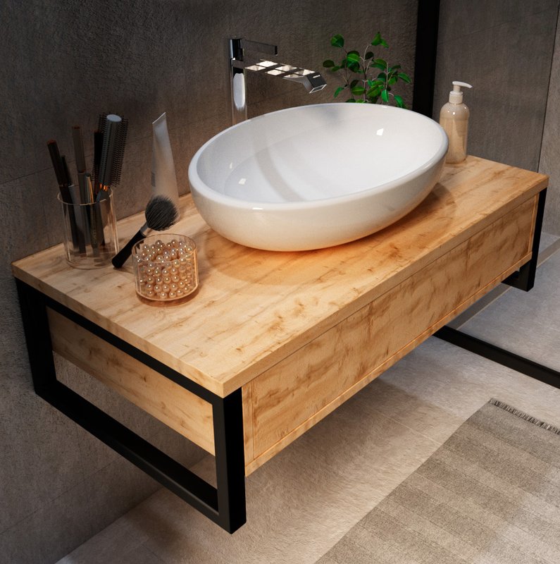Тумба под раковину без столешницы 1MarKa Grunge Loft 90 дуб вотан