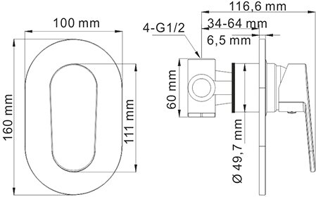 Гигиенический душ Wasserkraft A15357, шланг 120 см
