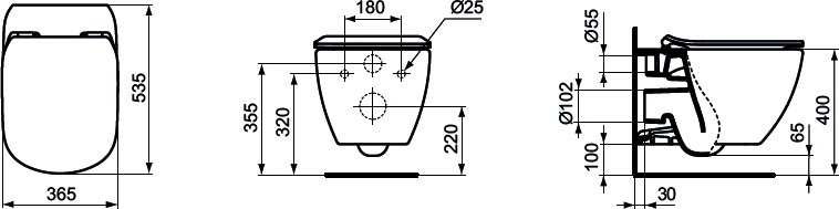 Чаша для унитаза подвесного Ideal Standard Tesi