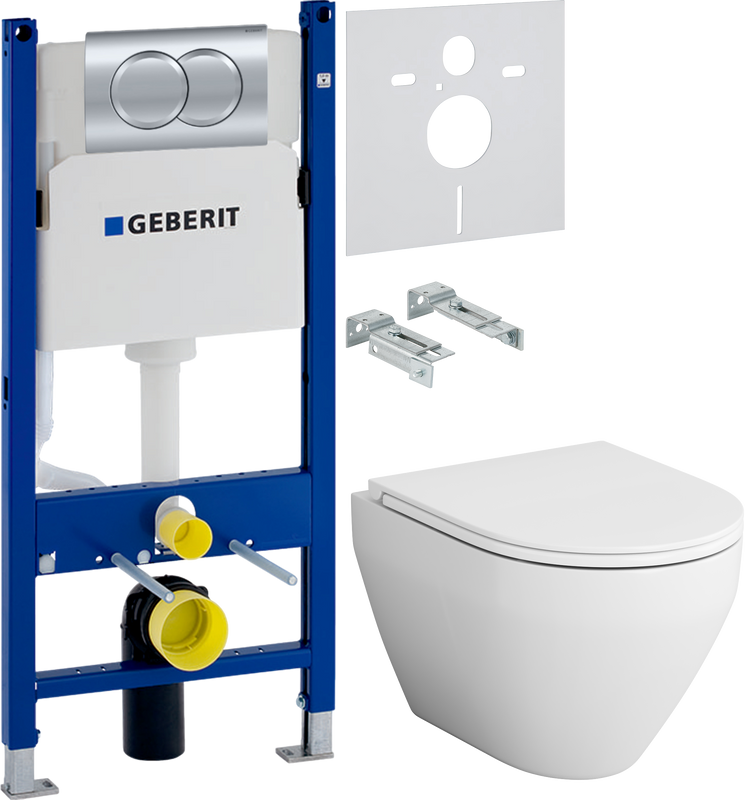 Комплект 3 в 1 Унитаз подвесной AM.PM Spirit V2.0 C701700SC + Инсталляция с кнопкой Geberit Duofix Delta 458.149.21.1 + Звукоизоляция 156.050.00.1