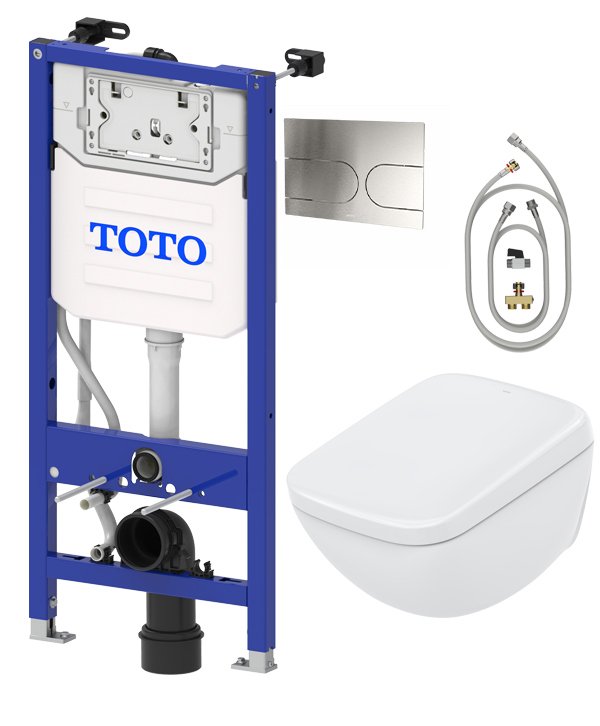 Комплект 5 в 1 Унитаз подвесной Toto Neorest CW927PZY глянцевый белый + Крышка Neorest WX1 EWATER+ TCF95180GEU с дистанционным управлением + Инсталляция Washlet WH182EAT + Кнопка MB177EMS WX1/WX2 + Крепления HM183