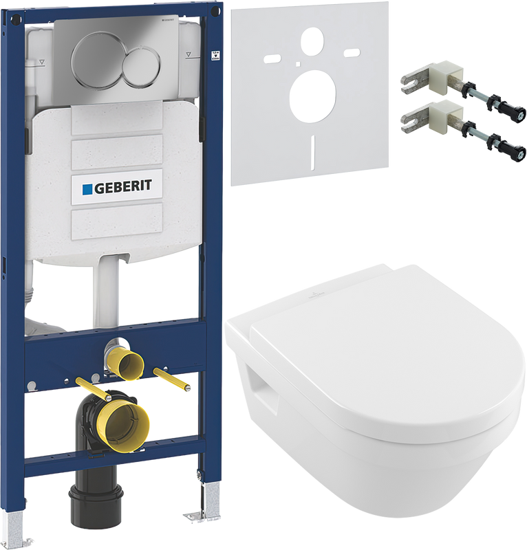 Комплект 5 в 1 Унитаз подвесной Villeroy & Boch Omnia Architectura 5684HR01 + Крепления Geberit Duofix 111.815.00.1 к стене + Звукоизоляция 156.050.00.1 + Инсталляция UP 320 111.300.00.5 + Кнопка Sigma 01 115.770.21.5