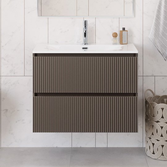 Тумба под раковину без столешницы BelBagno Uno 80 подвесная, 2 ящика, матовая бежевая