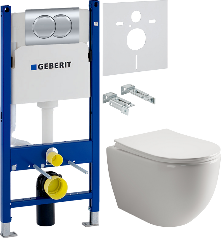 Комплект 3 в 1 Унитаз подвесной Ceramicanova Mia Rimless CN1805 + Инсталляция с кнопкой Geberit Duofix Delta 458.149.21.1 + Звукоизоляция 156.050.00.1