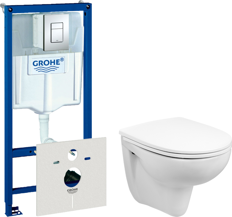 Комплект 3 в 1 Унитаз подвесной Wanfald Lauta 47302100005 + Звукоизоляция Grohe 37131000 + Инсталляция с кнопкой Rapid SL 38772001