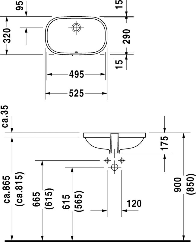 Мебельная раковина Duravit D-code 50, встраиваемая