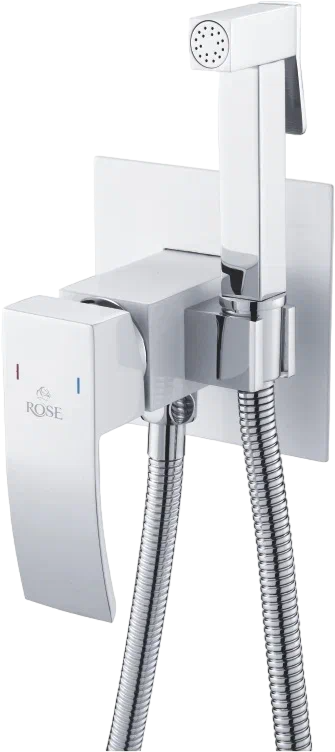 Гигиенический душ Rose R15F R1505F, со смесителем, С ВНУТРЕННЕЙ ЧАСТЬЮ, белый,хром