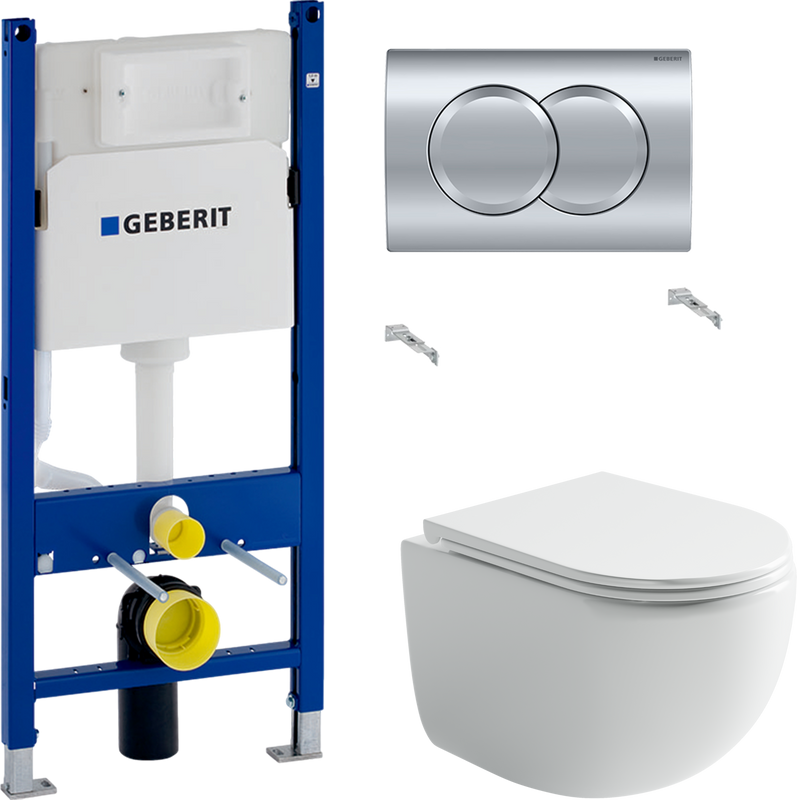 Комплект 2 в 1 Унитаз подвесной Ceramicanova UP Rimless CN4007 + Инсталляция с кнопкой Geberit Duofix Delta 458.149.21.1