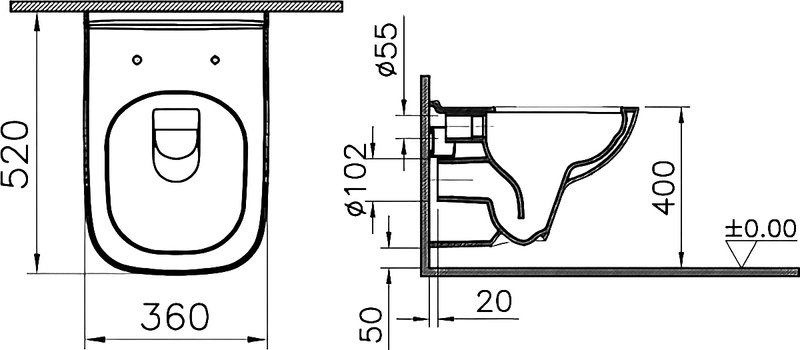 Унитаз подвесной VitrA Berg 5507B003-6280