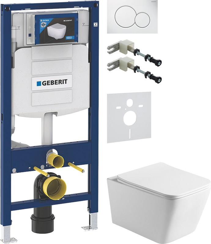 Комплект 5 в 1 Унитаз подвесной Vincea Q-Line VT1-12 + Крепления Geberit Duofix 111.815.00.1 к стене + Звукоизоляция 156.050.00.1 + Инсталляция UP 320 111.300.00.5 + Кнопка Sigma 01 115.770.11.5