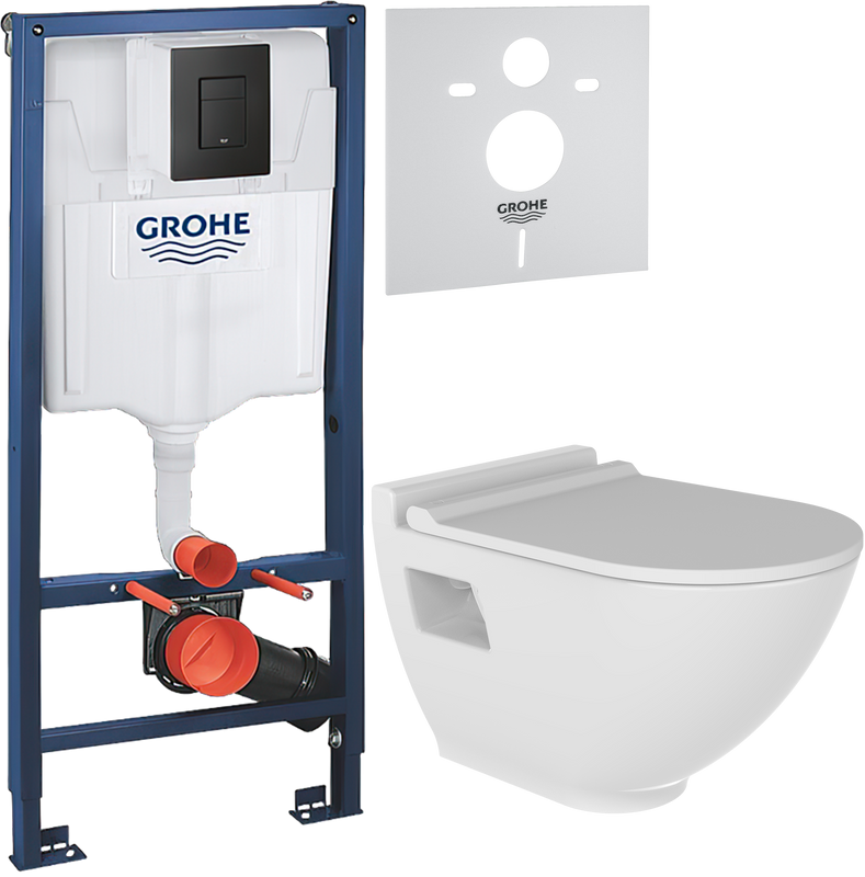 Комплект 3 в 1 Унитаз подвесной Bien Harmony HRKA052N2VP1W5000 + Инсталляция с кнопкой Grohe Solido 38811KF0 + Звукоизоляция 37131000