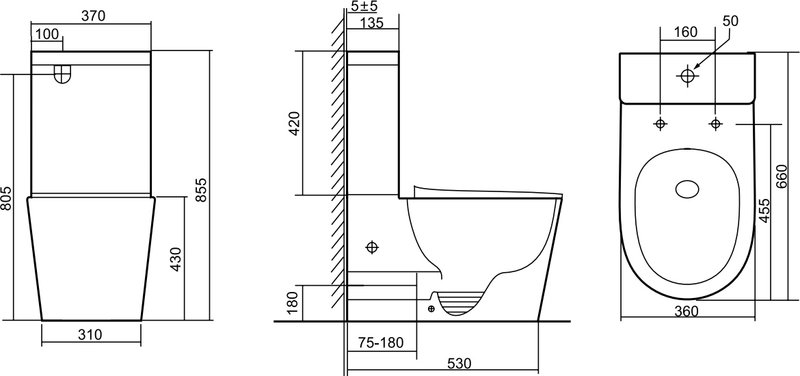 Унитаз-компакт напольный SantiLine SL-5026MB