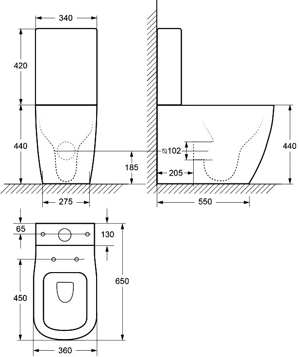 Унитаз-компакт напольный Cezares Lux CZR-159-CPR/CZR-159-SC