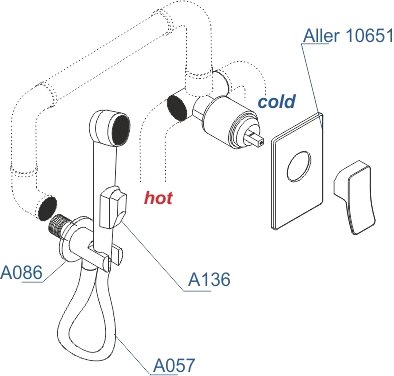 Гигиенический душ Wasserkraft A106157, шланг 120 см