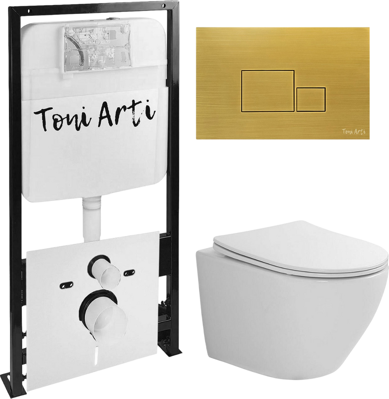 Комплект 5 в 1 Toni Arti TA-01+TA-1900+TA-0066 с кнопкой смыва бронза